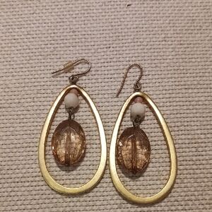 Elegant Gold and Brown Teardrop Earrings